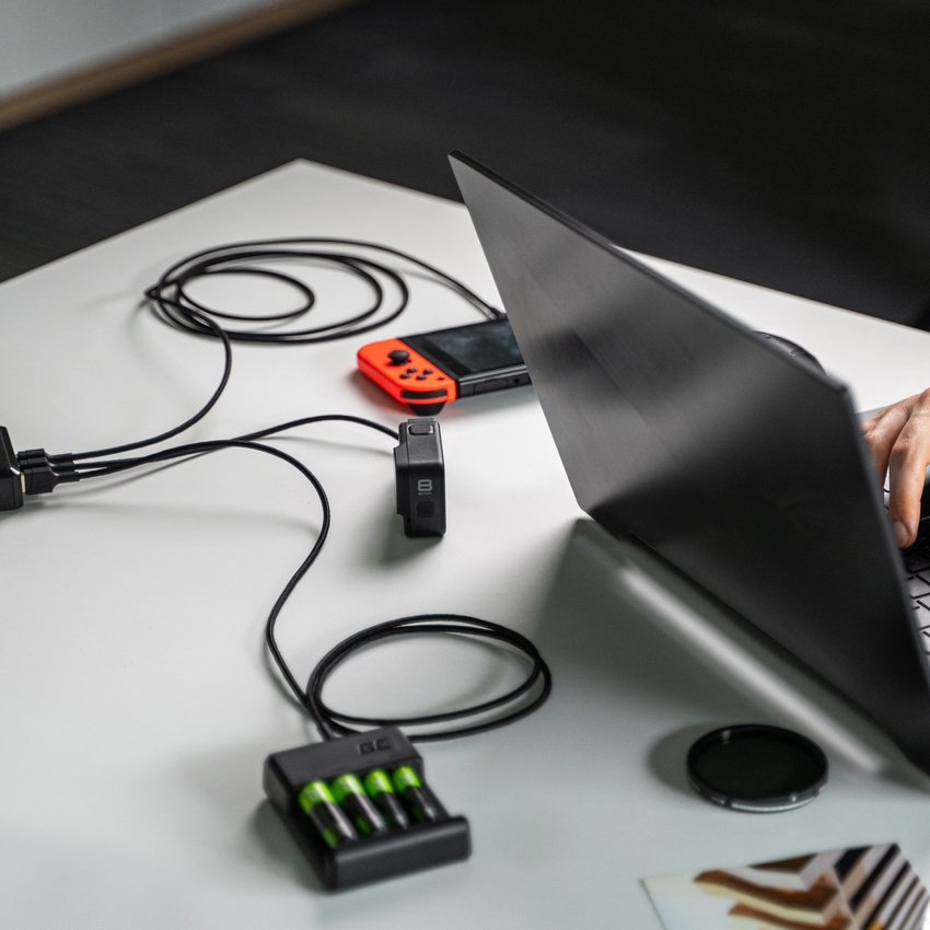 Set 3x Green Cell kabel GC Ray USB-C kabel 30cm, 120cm, 200cm with green LED backlight, fast charging UC, QC 3.0 (KABGCSET01)