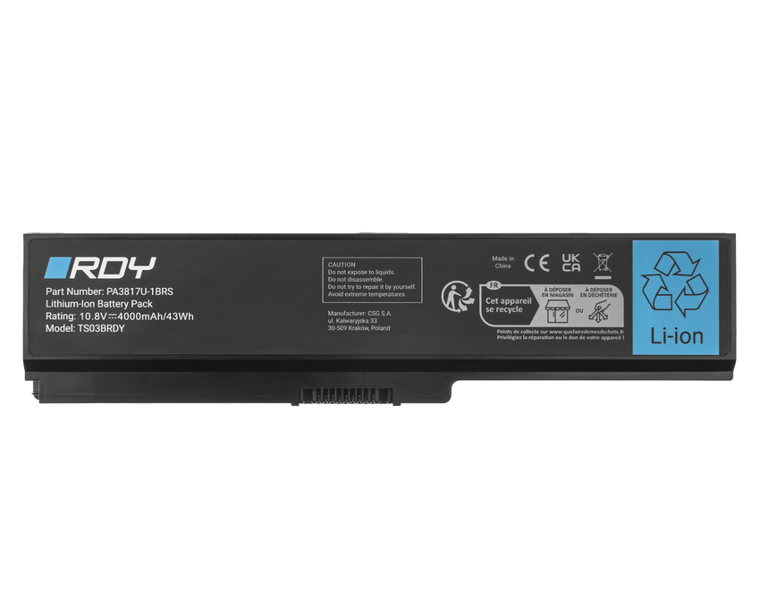 baterija RDY PA3817U-1BRS PA3818U-1BAS to Toshiba Satellite C650 C650D C660 C660D C665 L750 L750D L755D L770 L775 (TS03BRDY)
